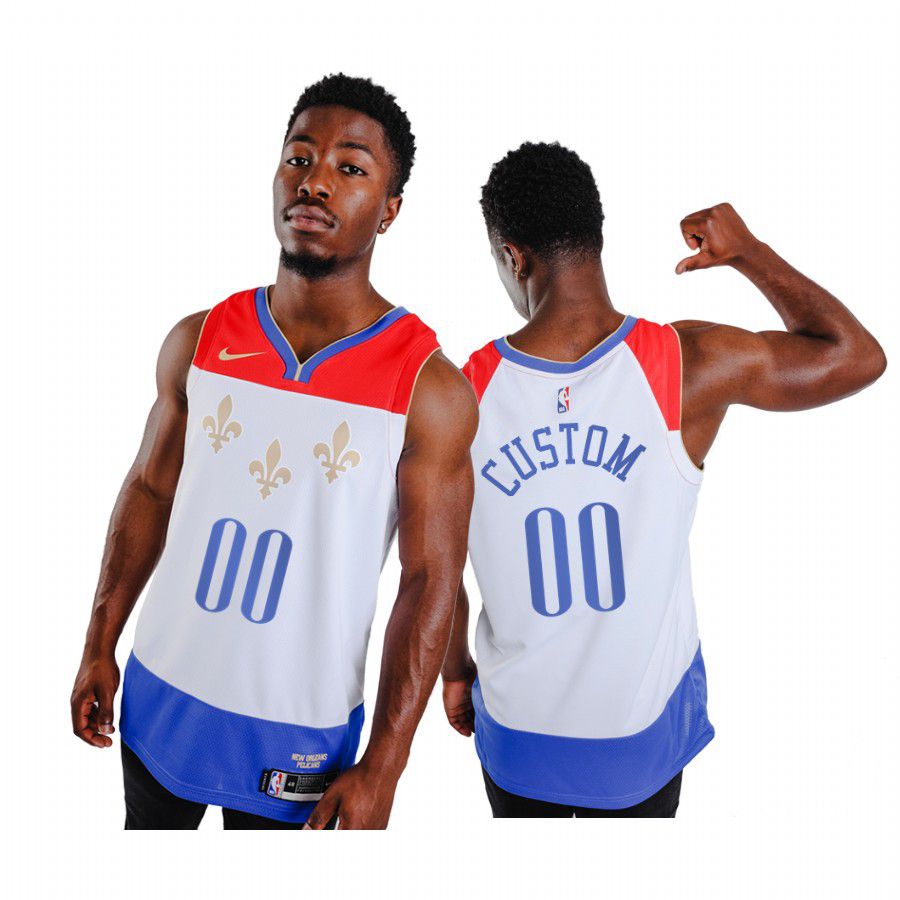 Men New Orleans Pelicans 00 custom white city edition fleur de lis 2020 nba jersey